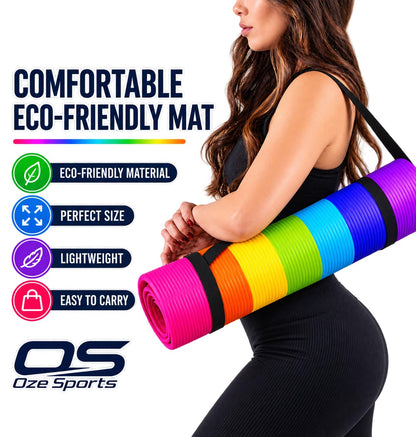 OZE SPORTS Yoga Mat – Extra Thick NBR Foam, Non-Slip, Large