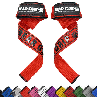 BEAR GRIP Straps - Premium Neoprene Padded Heavy Duty Double Stitched Weight Lifting Gym Straps