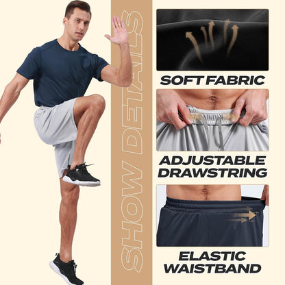 5 Pack Athletic Gym Mens Shorts