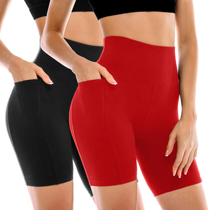 2 Pack Womens Biker Shorts with Pockets