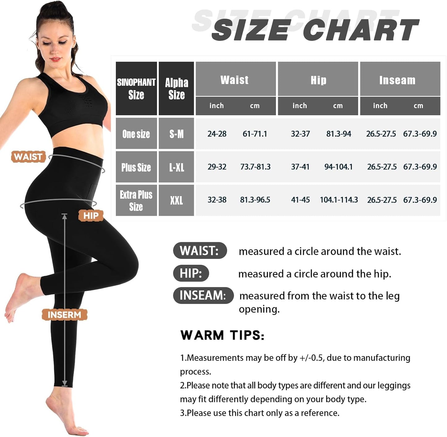 SINOPHANT Pack of 3 Women's High Waist Leggings