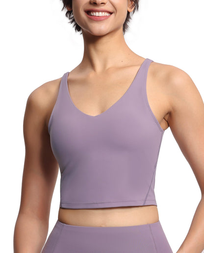 THE GYM PEOPLE Womens' Sports Bra Longline Wirefree Padded with Medium Support