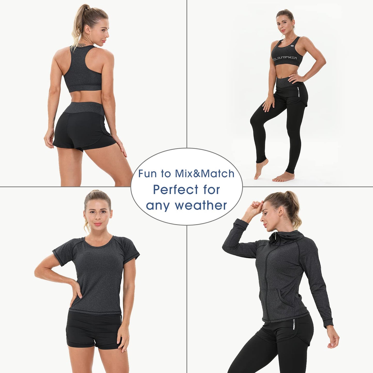 Women's 5pcs Yoga Suit Ladies Workout Outfit Sportsuits Running Jogging Gym Sweatsuit Women's Activewear Sets Sport Yoga Fitness Clothing