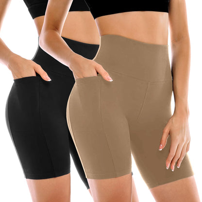 2 Pack Womens Biker Shorts with Pockets
