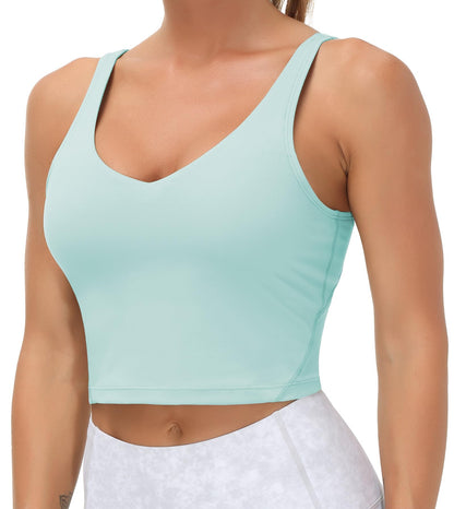 THE GYM PEOPLE Womens' Sports Bra Longline Wirefree Padded with Medium Support