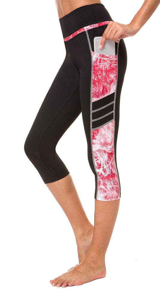 Sugar Pocket Gym Leggings for Women,Yoga Pants for Women Capri Workout Sport Exercise Cycling Leggings with Pockets