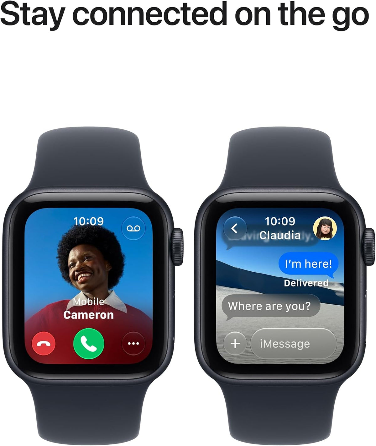 Apple Watch SE 3 GPS smartwatch with midnight sport band, call and message screens