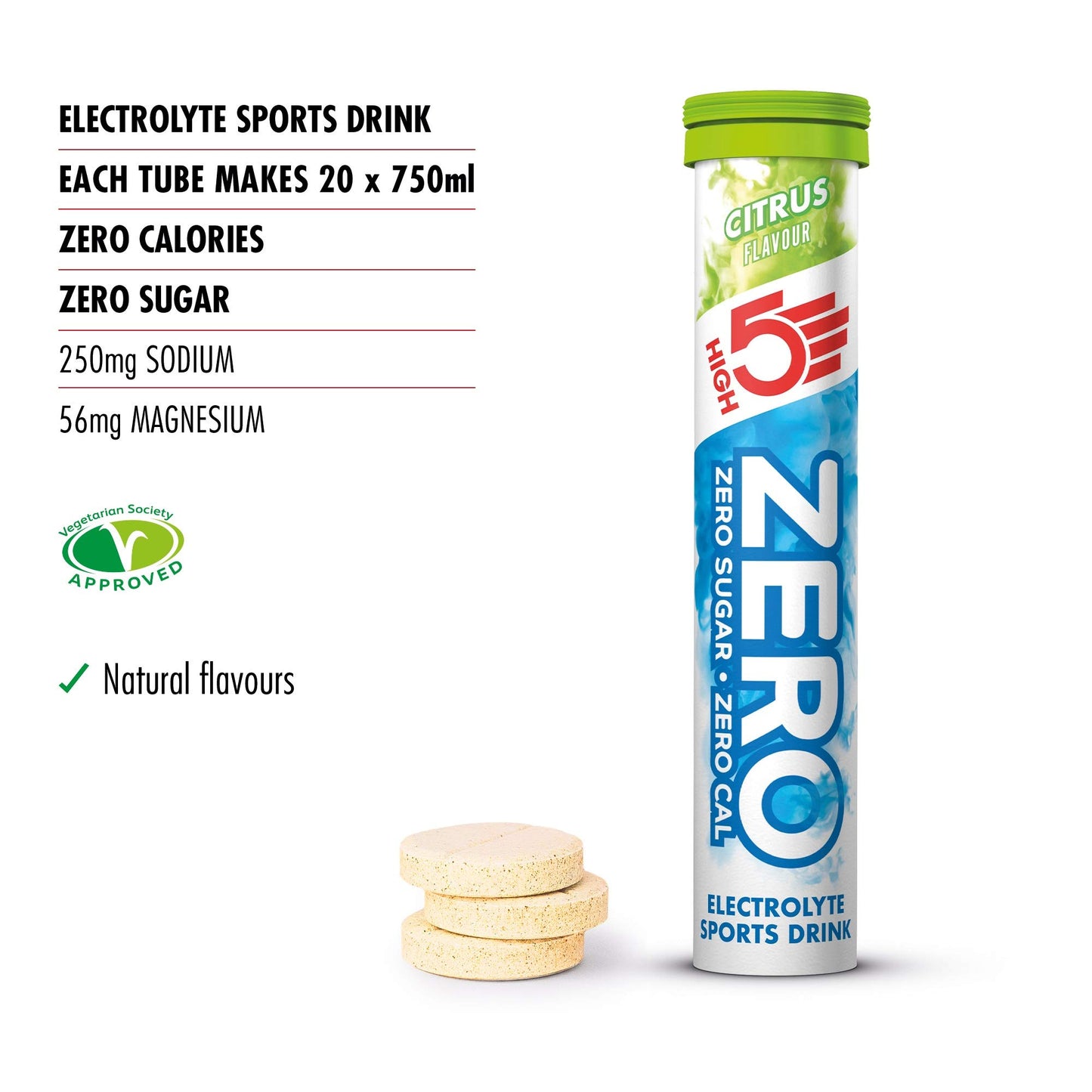 HIGH5 ZERO Electrolyte Tablets | Hydration Tablets Enhanced with Vitamin C | 0 Calories & Sugar Free | Boost Hydration, Performance & Wellness | Blackcurrant, 20 Tablets (20x, Pack of 1)