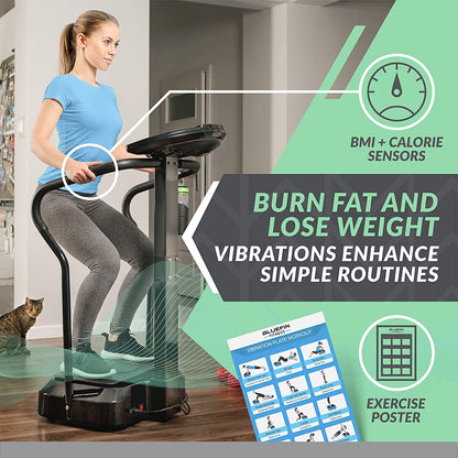 Bluefin Fitness Vibration Plate | Pro Model | Upgraded Design With Silent Motors | Comes with Built in Speakers