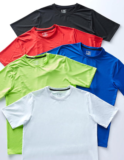 Liberty Imports 5 Pack Men’s Active Quick Dry Crew Neck T Shirts | Athletic Running Gym Workout Short Sleeve Tee Tops Bulk