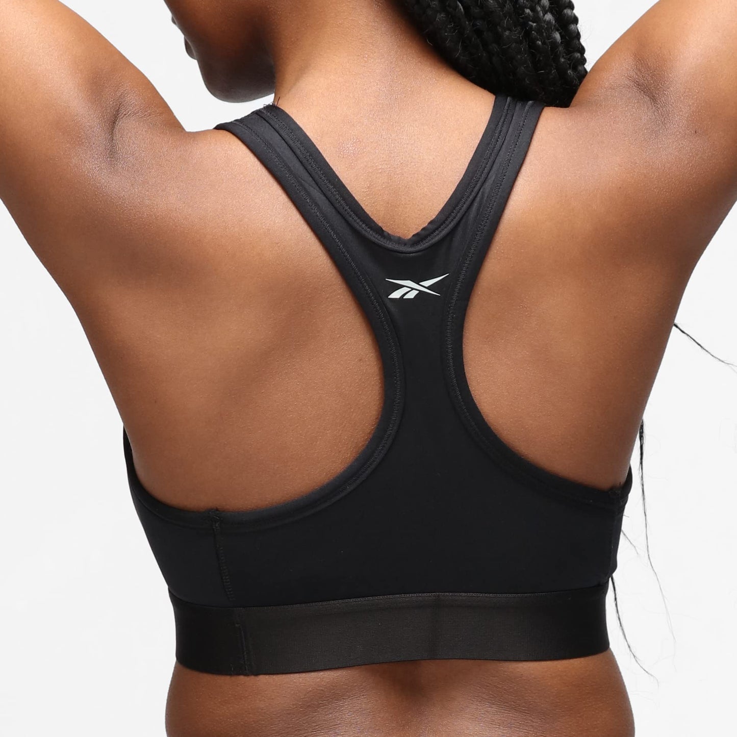 Women’s Reebok Steffi Crop Top, Stretch Cropped Sports Top with Racer Back - Black