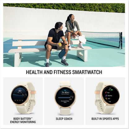 Health and fitness smartwatches with light silicone straps and circular color screens
