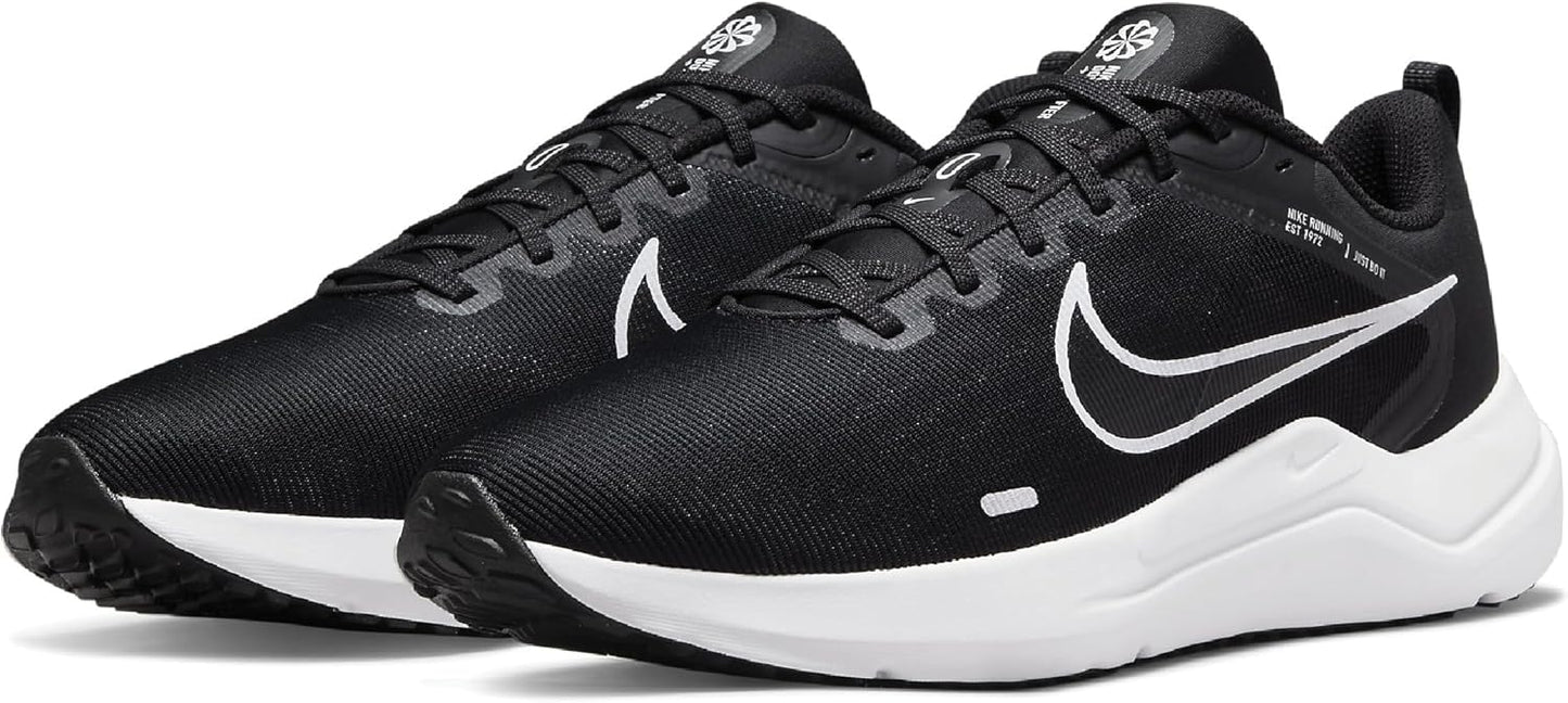 NIKE Men's Downshifter 12 Sneaker, Black White Dk Smoke Grey Pure Platinum, 8.5 UK