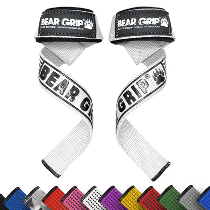 BEAR GRIP Straps - Premium Neoprene Padded Heavy Duty Double Stitched Weight Lifting Gym Straps