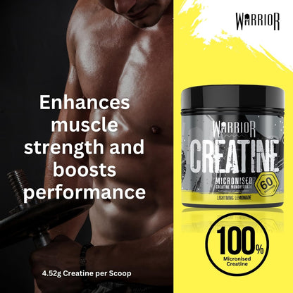 Warrior Creatine Monohydrate Powder 300g – Micronised – Proven to Improve Physical Performance and Recovery, 5g Servings (Unflavoured)