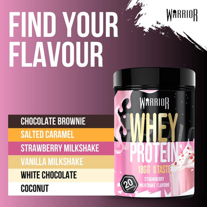 Warrior Whey Protein Powder 500g - Up to 36g* Protein per Shake – Low Sugar - Muscle Growth and Recovery Drink - Amazing Taste - 20 Servings - GMP Certified (Double Chocolate)