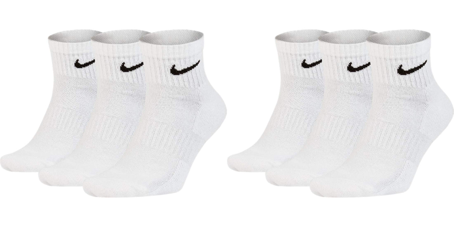 Nike Men's Everyday Cushioned Crew Training Socks (6 Pairs), 100 white.