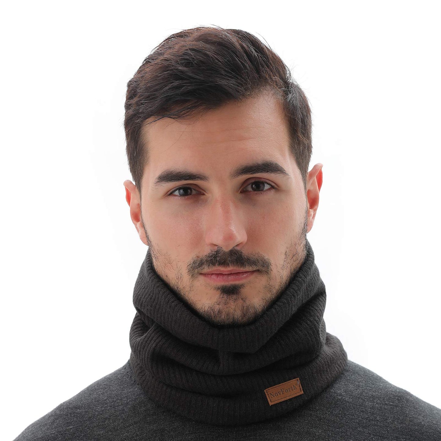 NovForth Winter Neck Warmer Fleece Lined Infinity Scarf Thicken Windproof and Dust Skiing Circle for mens women Double-Layer Fleece Lining Knit