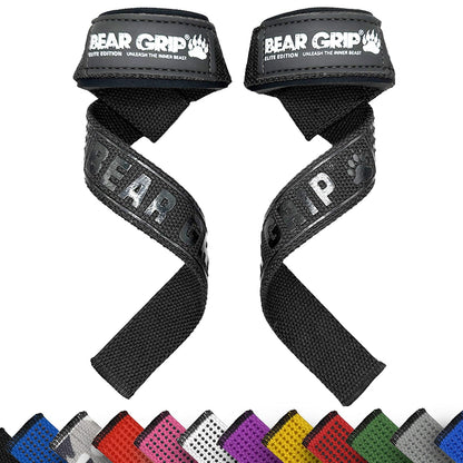 BEAR GRIP Straps - Premium Neoprene Padded Heavy Duty Double Stitched Weight Lifting Gym Straps