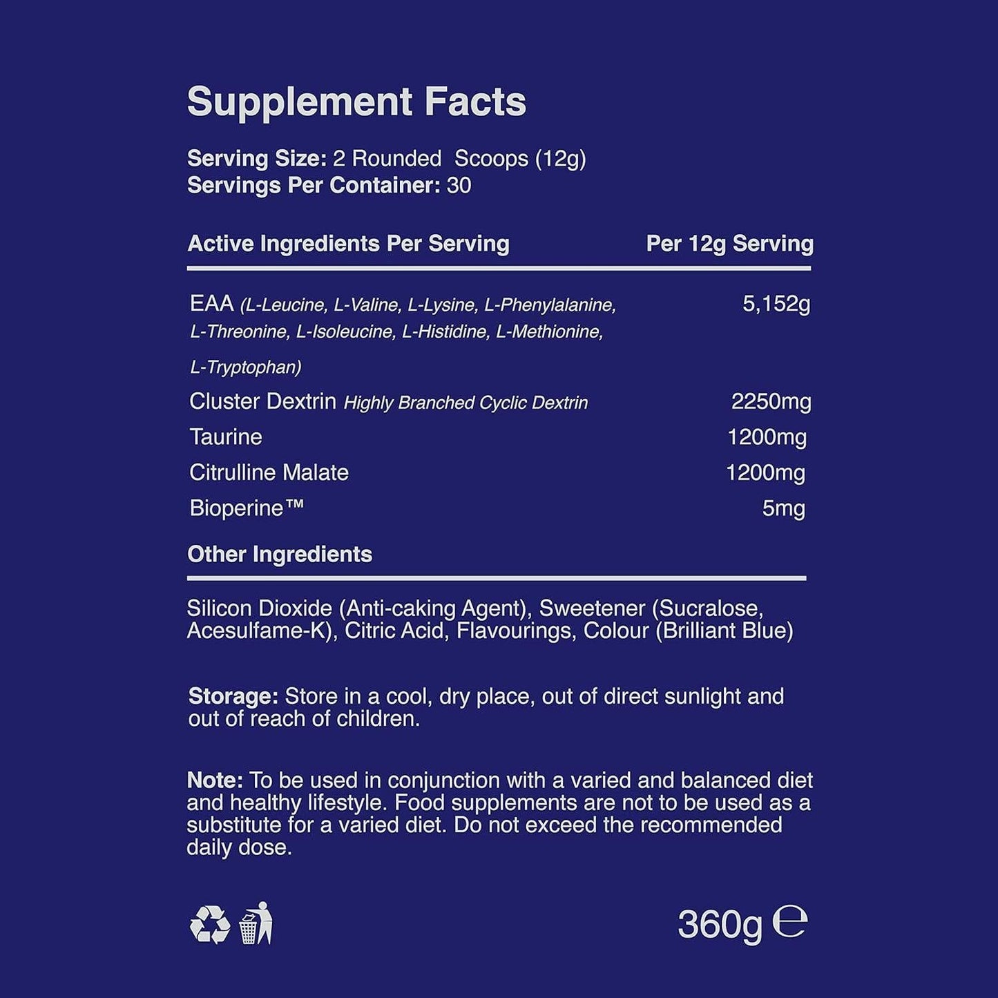 Warrior EAA - Essential Amino Acids - 360g - Provides Exceptional Support for Recovery & Muscle Soreness - Formula Includes Cyclic Dextrin, Taurine and More, Blue Raspberry