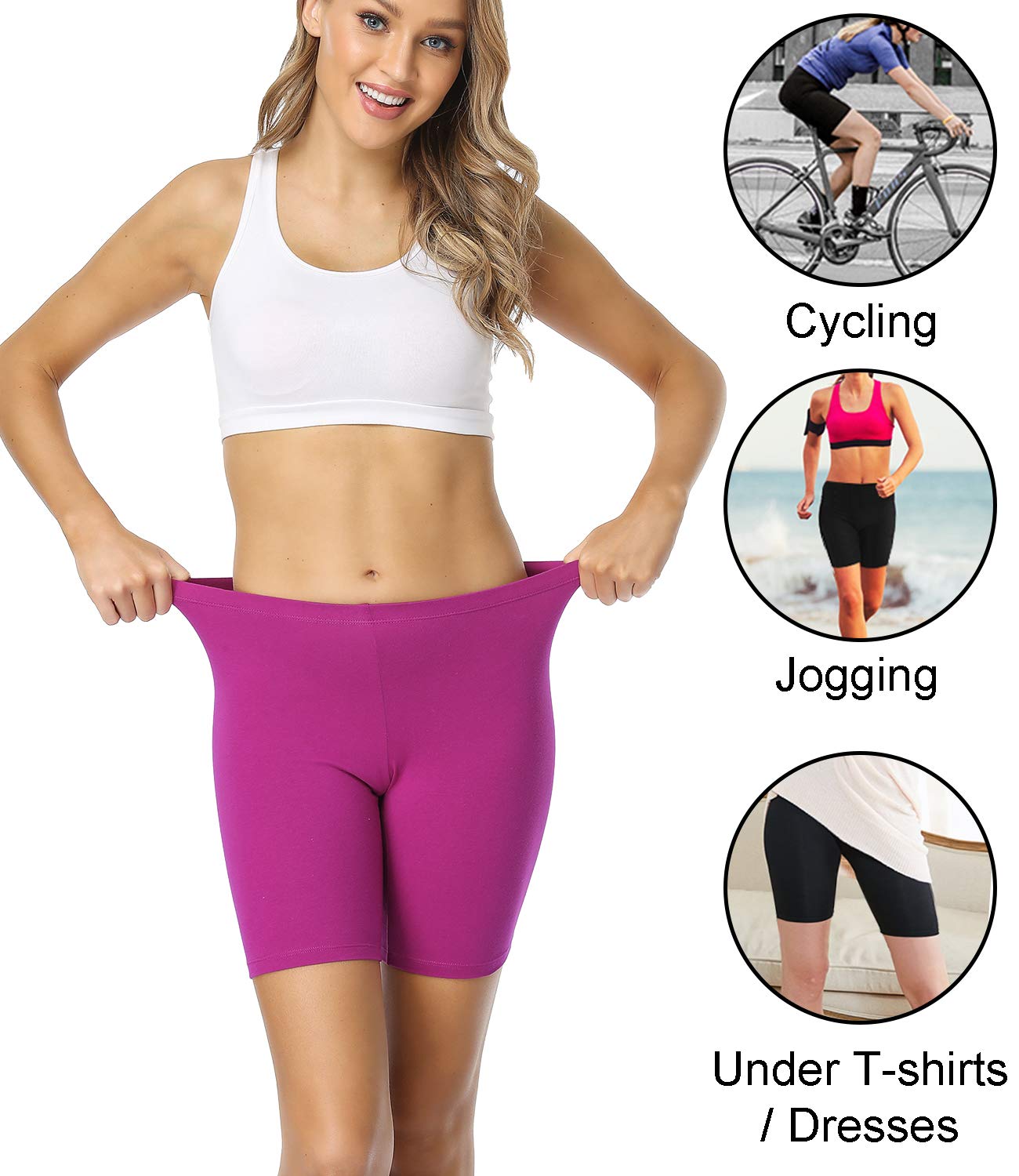 wirarpa Ladies Anti Chafing Shorts Womens Boxers Underwear Cotton Cycling Shorts Leggings for Under Dresses 4 Pack