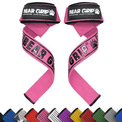 BEAR GRIP Straps - Premium Neoprene Padded Heavy Duty Double Stitched Weight Lifting Gym Straps