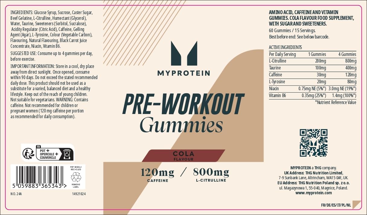 Myprotein Pre-Workout Gummies – Cola Flavour