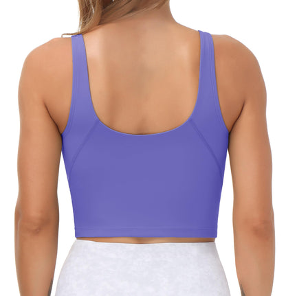 THE GYM PEOPLE Womens' Sports Bra Longline Wirefree Padded with Medium Support