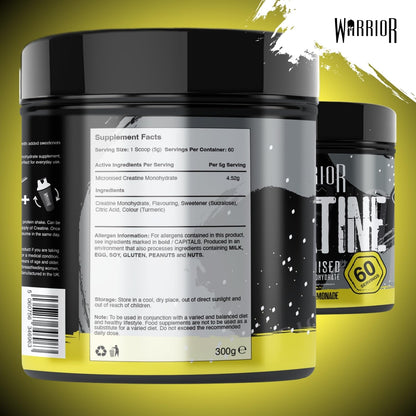 Warrior Creatine Monohydrate Powder 300g – Micronised – Proven to Improve Physical Performance and Recovery, 5g Servings (Unflavoured)