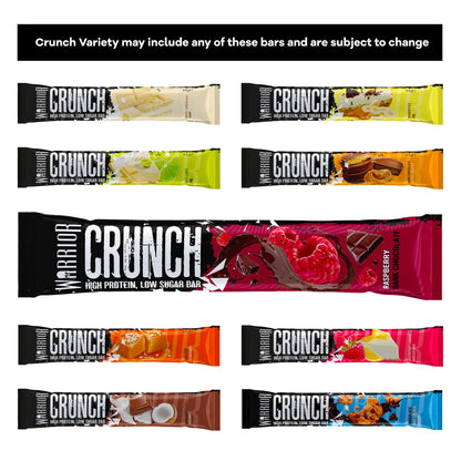 Warrior Crunch - High Protein Bars - 20g Protein Each Bar - Low Carb, Low Sugar Snack - 12 Pack x 64g (Variety Pack)