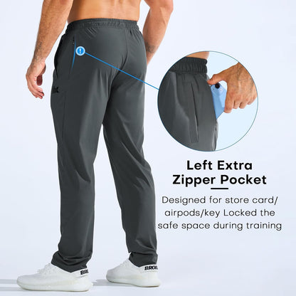 BROKIG Mens Dry Gym Tracksuit Bottoms