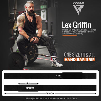 RDX Weight Lifting Straps Deadlifting Powerlifting, 5MM Neoprene Wrist Support, Anti Slip 60CM Hand Bar Grip, Heavy Duty Bodybuilding Weightlifting Workout, Soft Cotton, Strength Training Gym Fitness