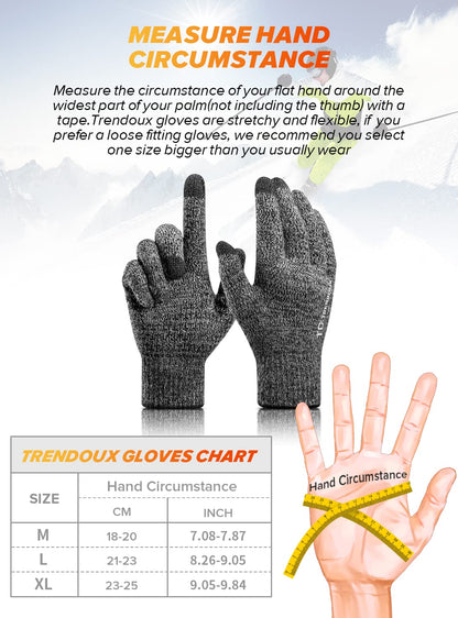 TRENDOUX Soft Warm Touch Screen Winter Thermal Gloves Men Women, Non-slip Grip, Elastic Cuff, Knit Stretchy Material