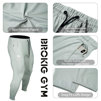 BROKIG Mens Stretch Running Tracksuit Bottoms