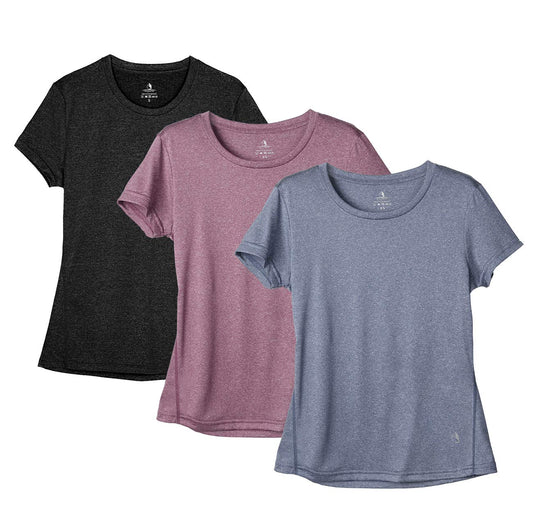 icyzone Women's Workout Running T-Shirt Activewear Yoga Gym Short Sleeve Tops Sports Shirts, 3-Pack