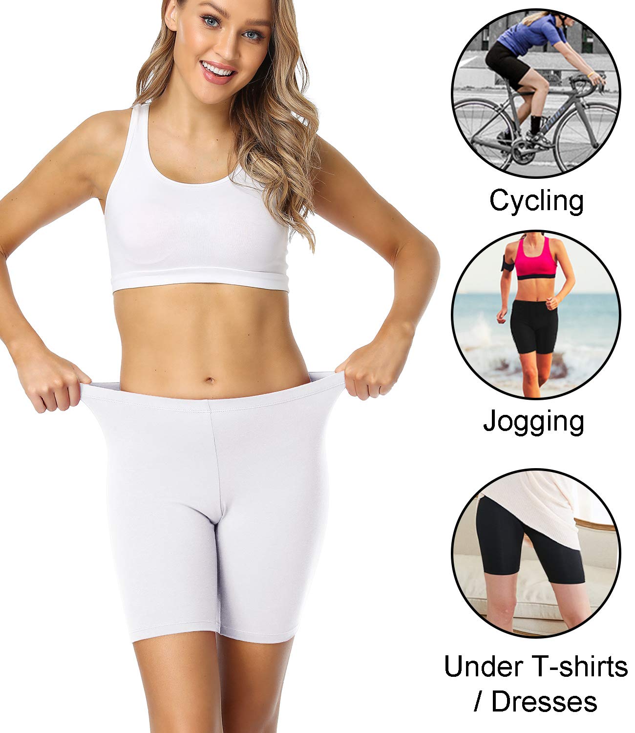 wirarpa Ladies Anti Chafing Shorts Womens Boxers Underwear Cotton Cycling Shorts Leggings for Under Dresses 4 Pack