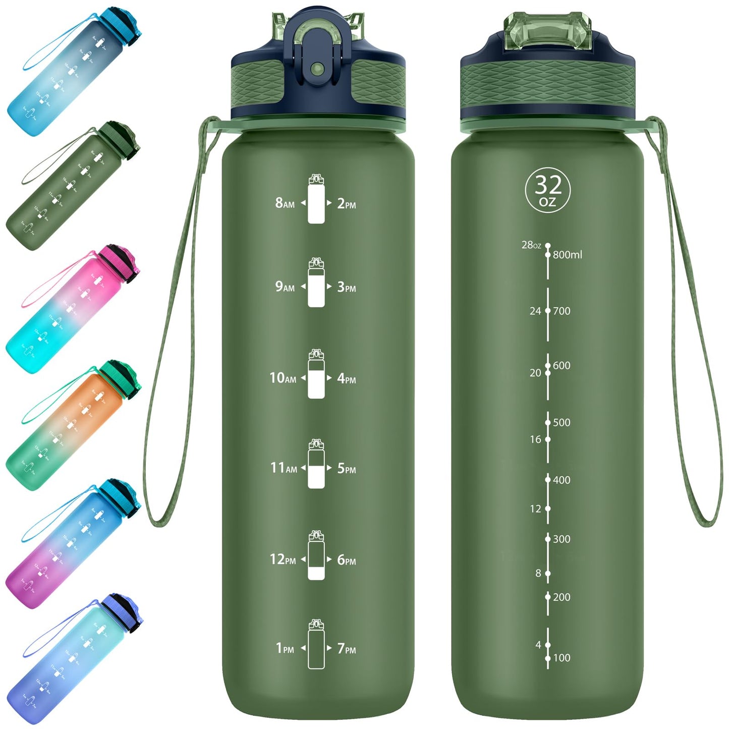 EYQ 1 L Water Bottle, 1 Litre Water bottle with Straw, Leak-Proof, Tritan BPA-Free, Motivational Water Bottle with Time Marker, Sports Drinks Bottle for Fitness, School, Gym, Outdoor Sports