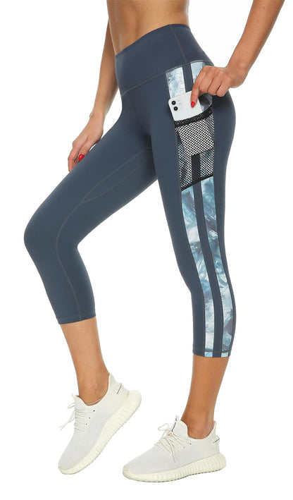 Sugar Pocket Gym Leggings for Women,Yoga Pants for Women Capri Workout Sport Exercise Cycling Leggings with Pockets