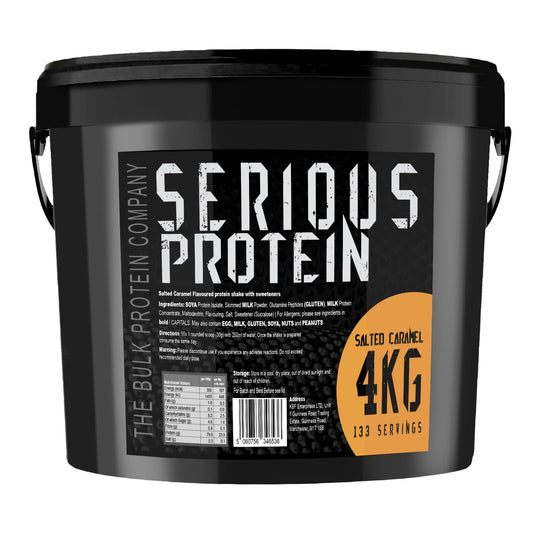 SERIOUS PROTEIN – Protein Powder – 4kg – Low Carb – Supports Lean Muscle Growth – Recovery Supplement - The Bulk Protein Company - 133 Servings (Salted Caramel)