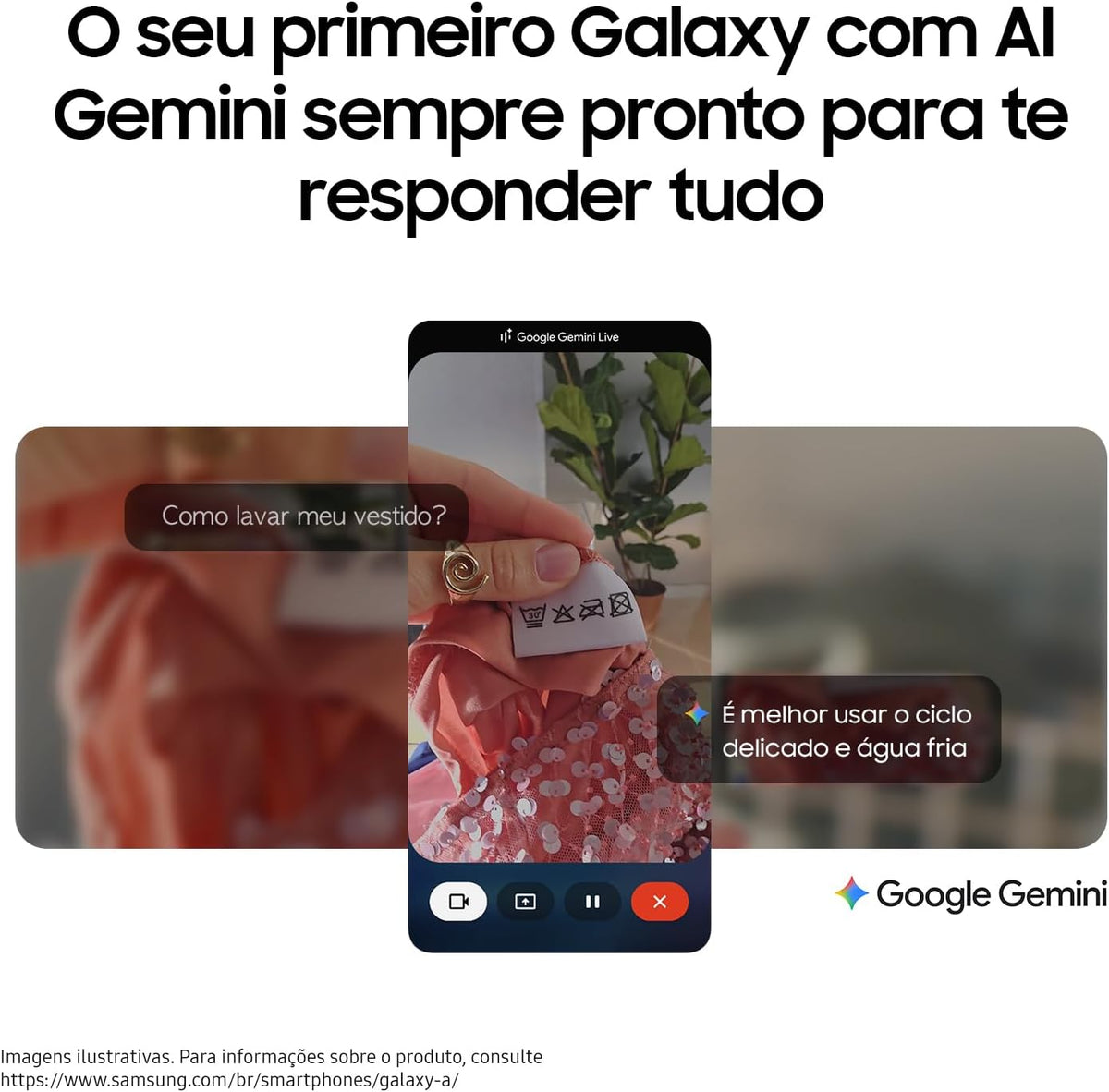 Smartphone with front screen showing Gemini-style chat interface