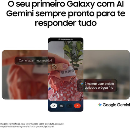 Smartphone with front screen showing Gemini-style chat interface