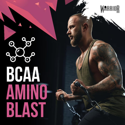 Warrior Amino Blast 270g – BCAA Powder – Branched Chain Amino Acids Supplement, Intra Workout & Recovery, Energy Drink – 30 Servings (Strawberry Kiwi)