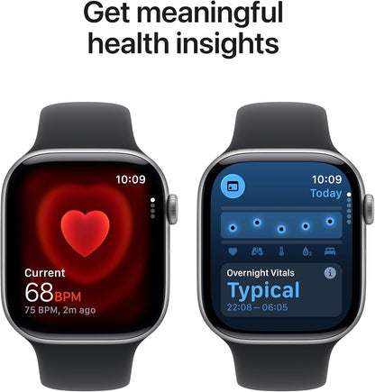 Series 11 GPS smartwatch with black sport band showing heart rate and sleep metrics