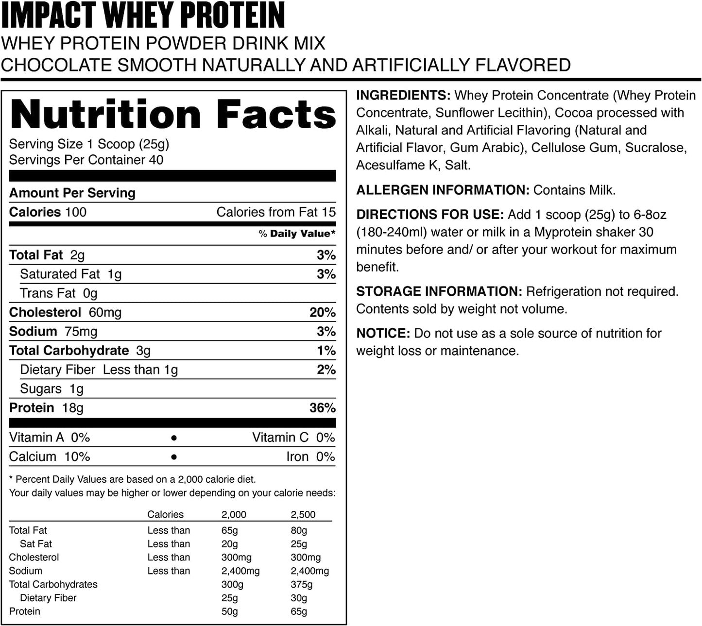 MyProtein Impact Whey Protein Powder