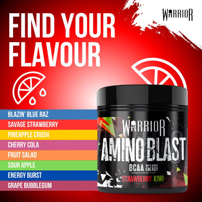 Warrior Amino Blast 270g – BCAA Powder – Branched Chain Amino Acids Supplement, Intra Workout & Recovery, Energy Drink – 30 Servings (Strawberry Kiwi)