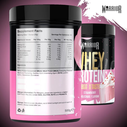 Warrior Whey Protein Powder 500g - Up to 36g* Protein per Shake – Low Sugar - Muscle Growth and Recovery Drink - Amazing Taste - 20 Servings - GMP Certified (Double Chocolate)