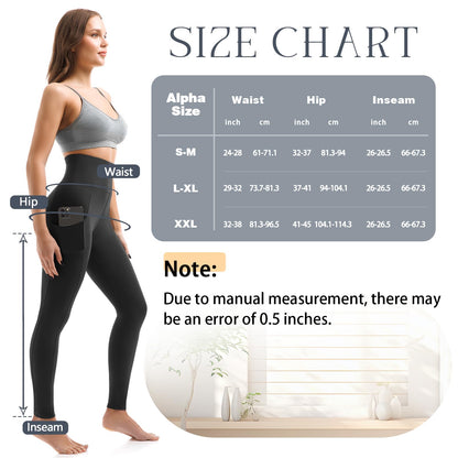 Leafigure 2-Pack High Waist Gym Leggings with Pockets for Women