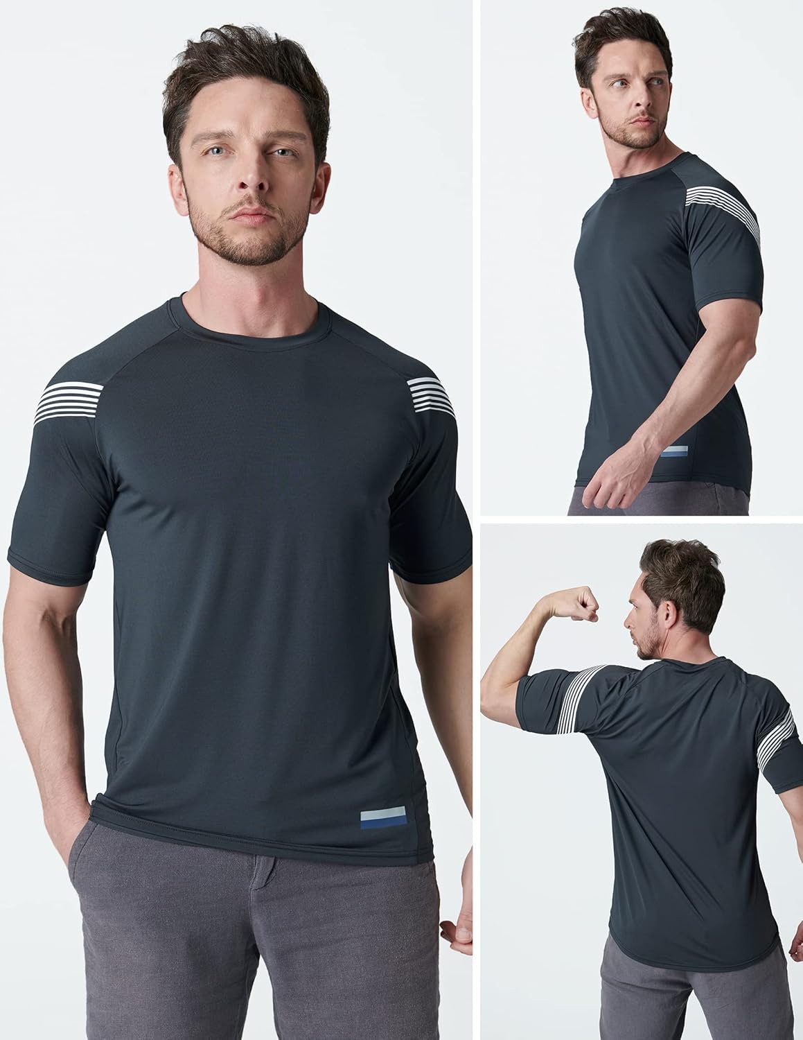 Liberty Imports 5 Pack Men’s Active Quick Dry Crew Neck T Shirts | Athletic Running Gym Workout Short Sleeve Tee Tops Bulk