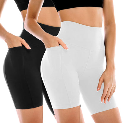 2 Pack Womens Biker Shorts with Pockets