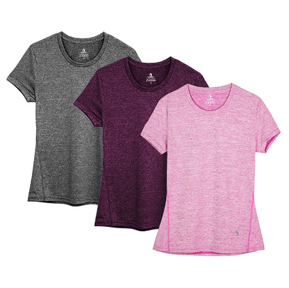 icyzone Women's Workout Running T-Shirt Activewear Yoga Gym Short Sleeve Tops Sports Shirts, 3-Pack